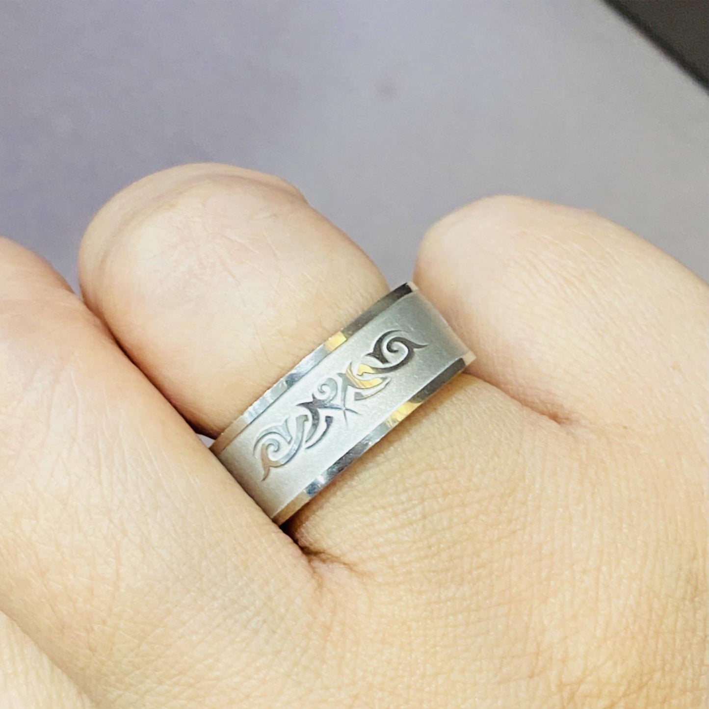 แหวนยิงลายแบบยกขอบ Y005