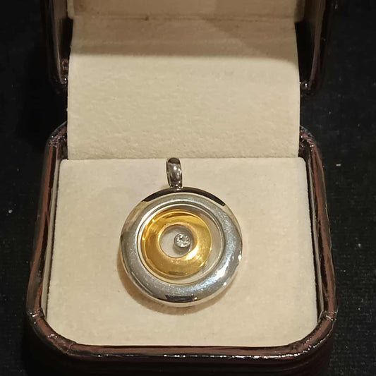 จี้รูปวงกลมสองสี ห้อยเพชรเลียนแบบ Y051