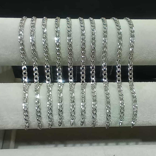 สร้อยข้อมือลายเลท สีเงิน Y066