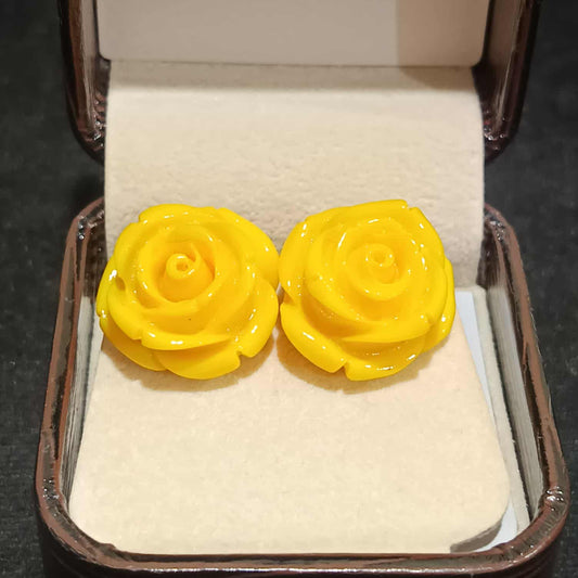 ต่างหูกุหลาบ M สีเหลือง  Y039